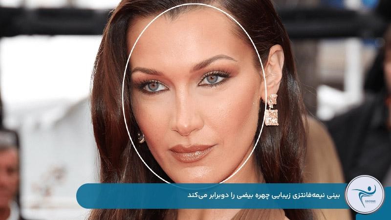 بینی نیمه‌فانتزی با اندازه متعادل مناسب چهره‌های بیضی