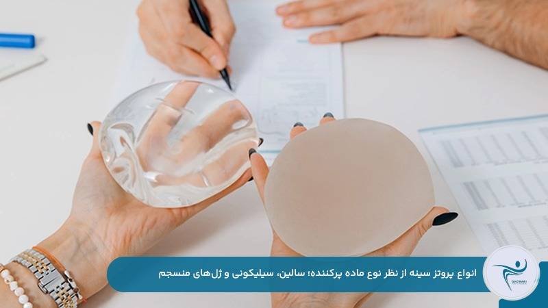 انواع پروتز سینه از نظر نوع ماده پرکننده سالین، سیلیکونی و ژل های منسجم